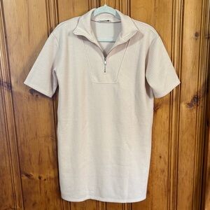 Zara Sweater Dress - Pale Pink - Short Sleeve - Ribbed - Size Small
